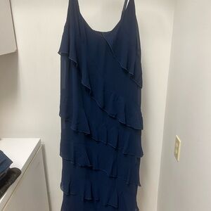 B Darlin Blue Ruffled Tiered Maxi Dress